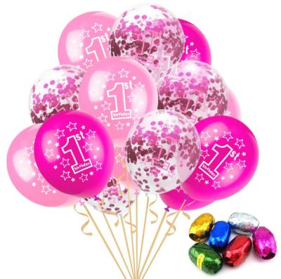 China Party Decoration 15pcs Confetti Latex Balloons Happy Birthday 1st Balloon Party Baby Shower Backdrop Party Decoration Supplies Sets Kids Boy Girl for sale