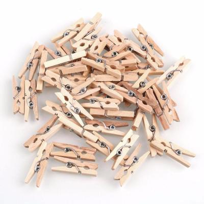 China Europe 100pcs Clothespin Paper Craft Mini Natural Wooden Clothes Photo Clips 25mm Home Wooden Clips for sale