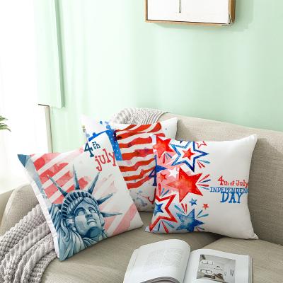 China USA 4th of July Peach Skin Waterproof Pillow Covers Independence Day Pillow Case for sale