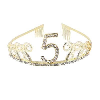 China Combine Your Age Number Rhinestone Happy Birthday Crown Crown For Girls Happy Birthday 5th Birthday Tiara for sale