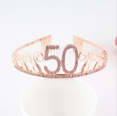 China New Alloy+Rhinestone Yiwu Microstar Party Rhinestone 50th Anniversary Tiara Crown for sale