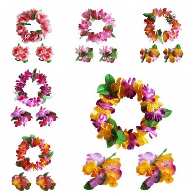 China 5styles for you choose Hot Sale Colorful Hawaiian Flowers Headband Garland Costume Beach Set Lei Luau Party Decoration for sale