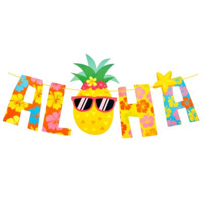 China Wholesale Cheapest Hawaiian Paper Aloha Pineapple Banner Luau Party Decorations for sale