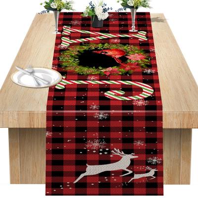 China Beautiful Colorful 2021 Christmas Sequin Table Runner Burlap Table for Wedding Decor Christmas Tartan Christmas Reindeer Home Decors for sale