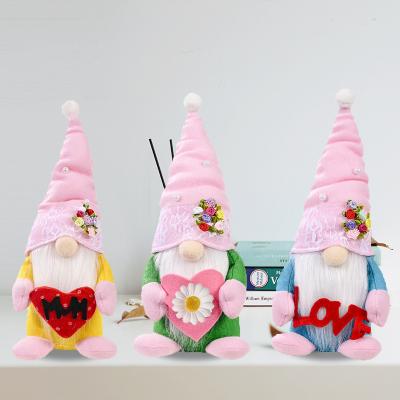 China stuffed & Plush Toy Mothers Day Faceless Doll Ornaments Cute Gnome Decoration Scandinavian Tomte Doll With Flower Pom Hat Decor Christmas Valentine for sale