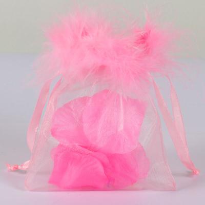 China Promotion Feather Pockets Organza Drawstring Party Giveaway Wedding Favor Jewelry Gift Bags for sale