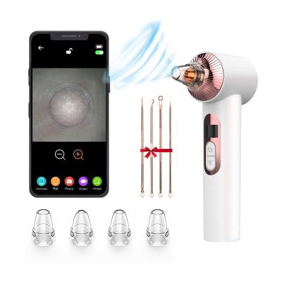 China Custom Rechargeable Acne Treatment Blackhead Remover Rechargeable Visible Camera Led Light Therapy Blackhead Remover Vacuum Facial Pore Remover for sale