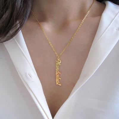 China FASHIONABLE Custom Vertical Stainless Steel Name Necklace For Women Necklace for sale