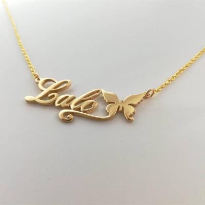 China 2022 Romantic New Design Stainless Steel DIY Name Necklace Personalized Name With Butterfly Name Chains for sale