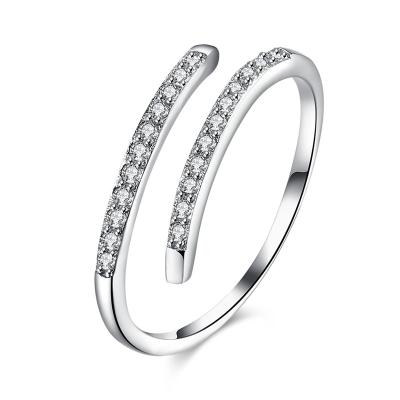 China Crystal Rings 925 Sterling Silver Rings Adjustable Size White Gold Rings Crytal Diamond Ring For Women Engagement Rings for sale