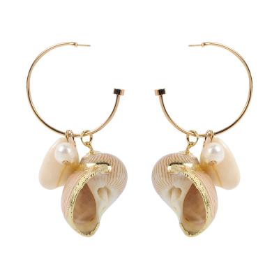 China 2019 Bohemia Summer Beach Jewelry Sea Shell Earrings Sea Snail Earrings with Gold for sale