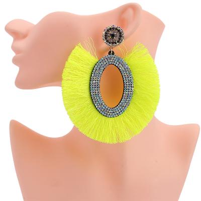 China BOHEMIA Women Statement Tassel Earrings Fan Tassel Earrings With Crystal For Girls Bohemian Earrings 2019 for sale