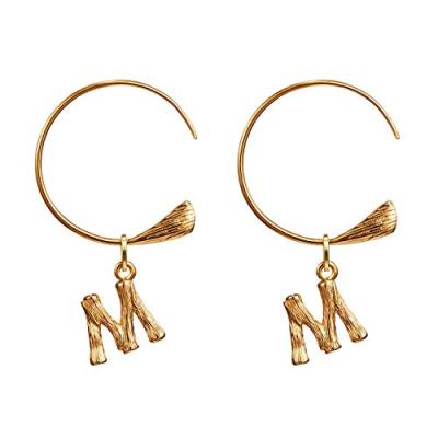 China 2019 26 Letter Charm Bamboo Earrings Dangle Gold Round Circle Initial Earrings For Women for sale