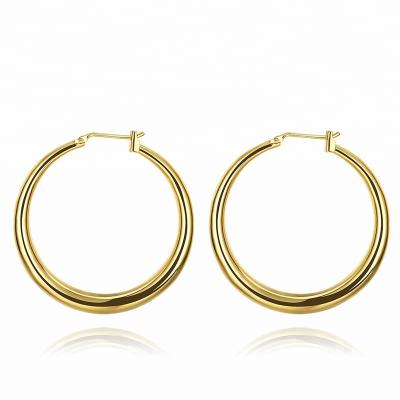 China funky 18k gold clip earrings women round circle earrings 18K gold clip earrings for girls for sale