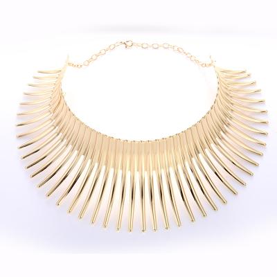 China Big Gold Choker Punk Necklace Africa Metal Statement Necklace For Women Jewelry for sale