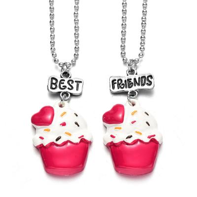 China ALLOY Best Friend Necklace Resin Colorful Cake BFF Pending Necklace Set For Birthday Gifts for sale