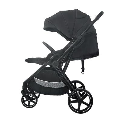 China Hot Selling Two Way Foldable Luxury Leather Baby Stroller Seat 3 In 1 Baby Walkers Strollers for sale