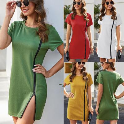 China 2022 New Summer Anti-static Women's Elastic Slim Fit Short Sleeve Dress With Buttocks And Fashionable Casual Dress for sale