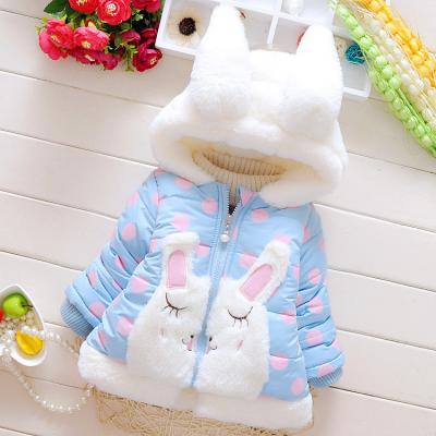 China Shy Baby 705 New Products Wholesale New Products Girls Zipper Shirt Kids Clothing Winter Rabbit Dot Children Thicken Cotton Padded Jacket for sale