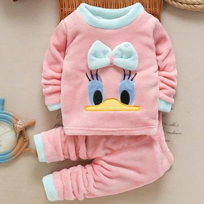 China New Thick Pants Pajamas Set For Homewear Children Girl Kids Pijama Loungewear Coral Fleece 1-4 Hot Student Tracksuit Nightgowns for sale