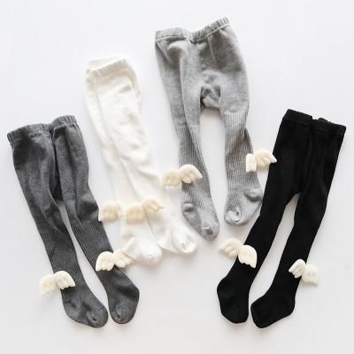 China Autumn and winter new children's pantyhose Angel Wings Girl pantyhose soft vertical strip baby bangs baby's bottom pantyhose for sale