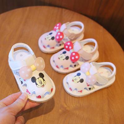 China New Girls Summer Sandals 2022 Artificial PU Baby Shoes 0-2 Year Old Baby Toddlers Cartoon Printed Sandals for sale