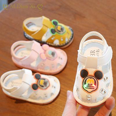 China Breathable Summer Baby Toddler Shoes New High Quality Boys And Girls Shoes Leather Luminous Light Sandals Soft PU Unique Baby Shoes for sale