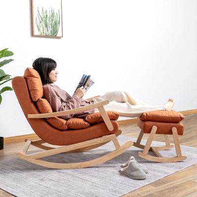 China Reclining Solid Wood rocking chair Living Room chair Lounge chair With Ottoman for sale