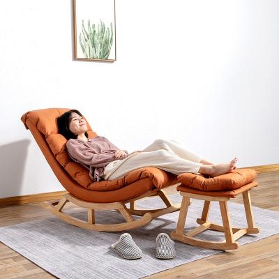 China Solid Wood Lounge Rocking Chair Leisure Reclining Lounge Chair With Ottoman Factory Outlet for sale