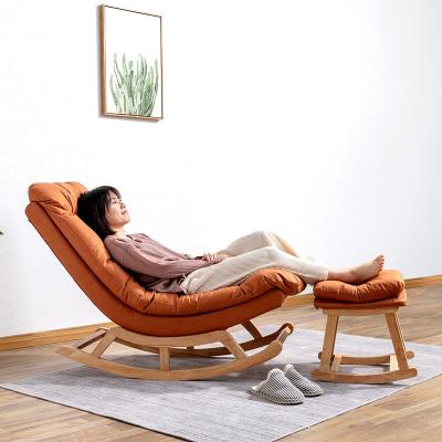 China Solid Wood Lounge Rocking Chair Leisure Reclining Lounge Chair With Ottoman Factory Outlet for sale