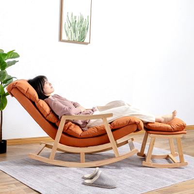 China Solid Wood Lounge Rocking Chair Leisure Reclining Lounge Chair With Ottoman Factory Outlet for sale