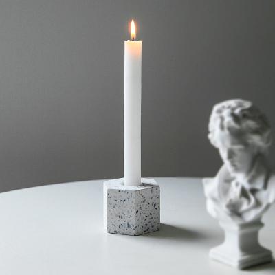 China MAXERY Simple Special Terrazzo Candlestick for Table Decor Candle Holder Terrazzo Decorative Candle Holders for sale