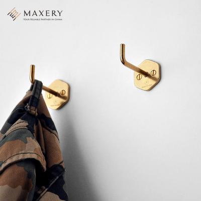 China Viable Unique Design Home Decor Solid Brass Hook Hexagon Copper Wall Hook for sale