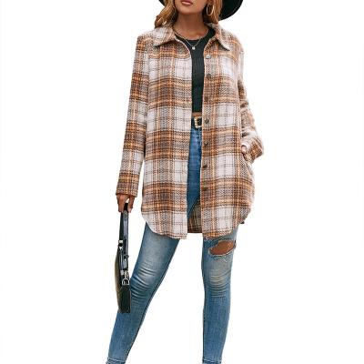 China Wholesale Breathable Casual Plush Plaid Long Sleeve Shirt Jacket Coat Brushed Plaid Shirt for sale