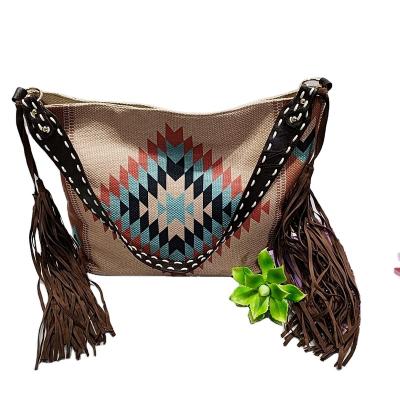 China Wholesale Fashion Women Aztec Tassel Straps Cross - Body Bags for sale