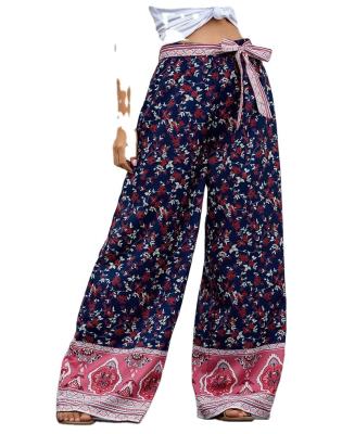 China Breathable Wholesale Women Printed High Waisted Wide Leg Pants Long Pants for sale