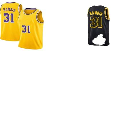 China 2021 Custom Made Antibacterial New Rambis 31# Mpls Blue Yellow Black Basketball Jerseys Uniform for sale