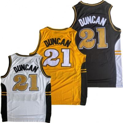 China 2021 New Black Good Quality Customized DUNCAN 21# Antibacterial College Basketball Yellow Jersey for sale