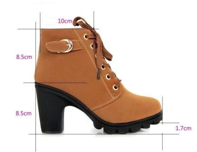 China 2021 winter spring femanl vintage ladies high heels shoes ankle women breathable lace up boots for sale