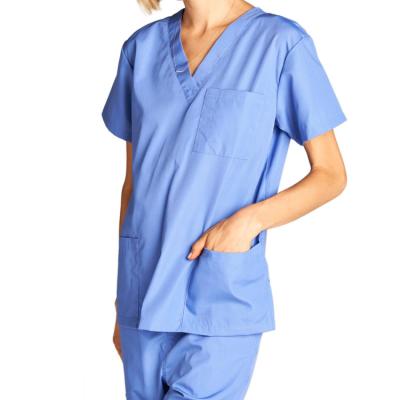 China Hospital Women's Healthcare Workwear Nurse Uniform Scrubs Top V-Neckline for sale