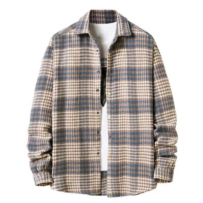 China Breathable Mens Long Sleeve Designer Shirts Cotton Overshirt Jackets Plaid Flannel Duffle Shirts For Man for sale