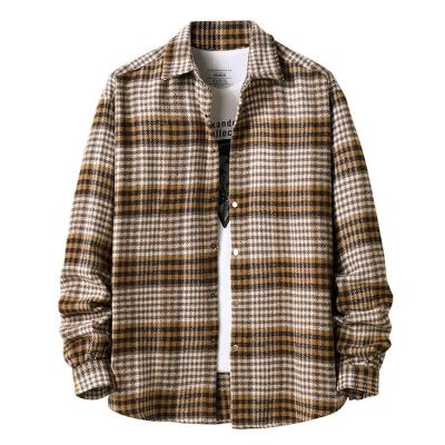 China Breathable Men's Thick Striped Warm Casual Shirt Jacket With Pockets Long Sleeve Cool Duffle Overshirt Jackets For Man for sale