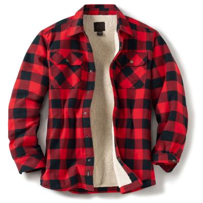 China Men's Soft Flannel Shirt Jacket Long Sleeve Overshirt Plaid Button Up Jacket for sale