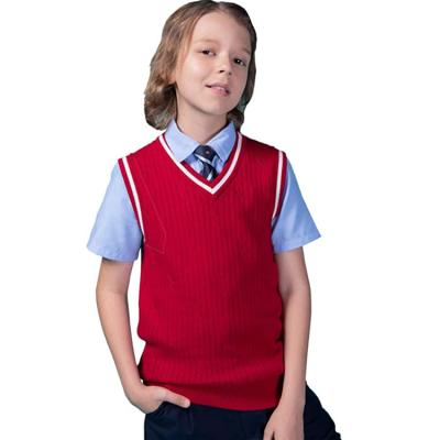 China School Custom Knitted Cotton Vest For Boys Girl Uniform Sweater Vest for sale