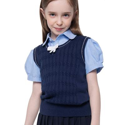 China School Korean Cotton Anti-pilling Navy Blue School Kids Vest for Boys and Girls for sale