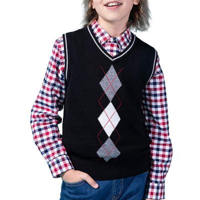 China School Winter School Uniform Wool Sweater Knitted V Neck Vest For Boys And Girls for sale