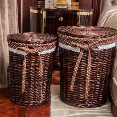 China Cheap Storage Rattan Wicker Willow Laundry Basket With Lid Fashion Natural Baskets ECO Friendly Storage Factory Supply for sale