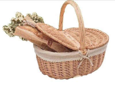 China Handmade Natural Willow Wicker Picnic Basket Cheap Lunch Bags Hot sale products Outdoor Lunch Basket for sale