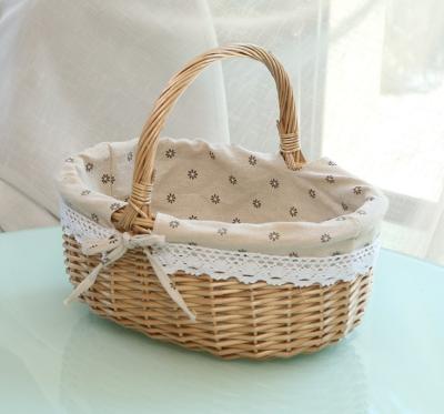 China Handmade Natural Willow Wicker Picnic Basket Cheap Lunch Bags Hot sale products Outdoor Lunch Basket for sale