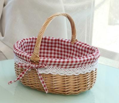 China Handmade Natural Willow Wicker Picnic Basket Cheap Lunch Bags Hot sale products Outdoor Lunch Basket for sale